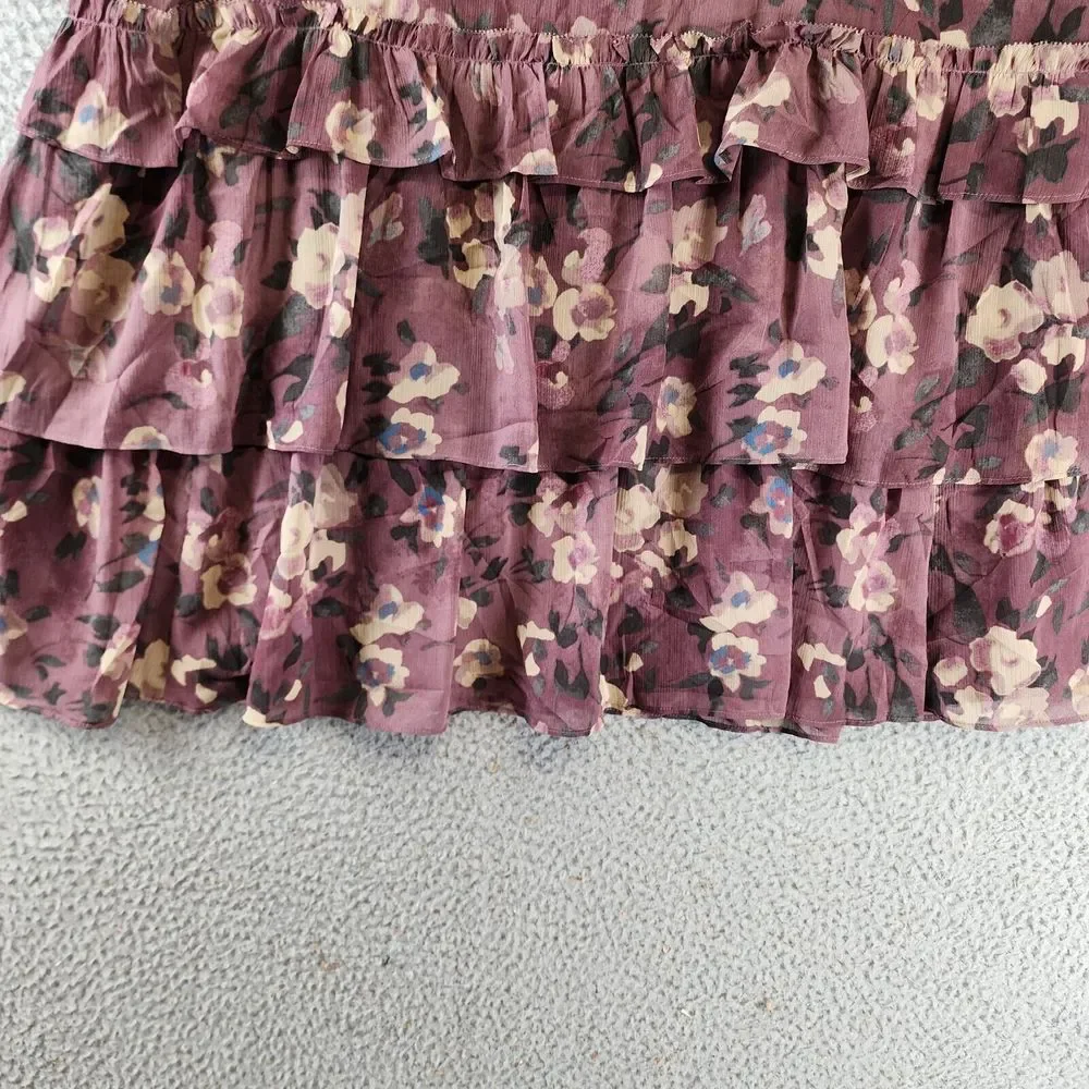 Lauren Ralph Lauren Ruffled Tiered Skirt Women's 14 Purple Multi Zip Closure~ - Picture 2 of 13